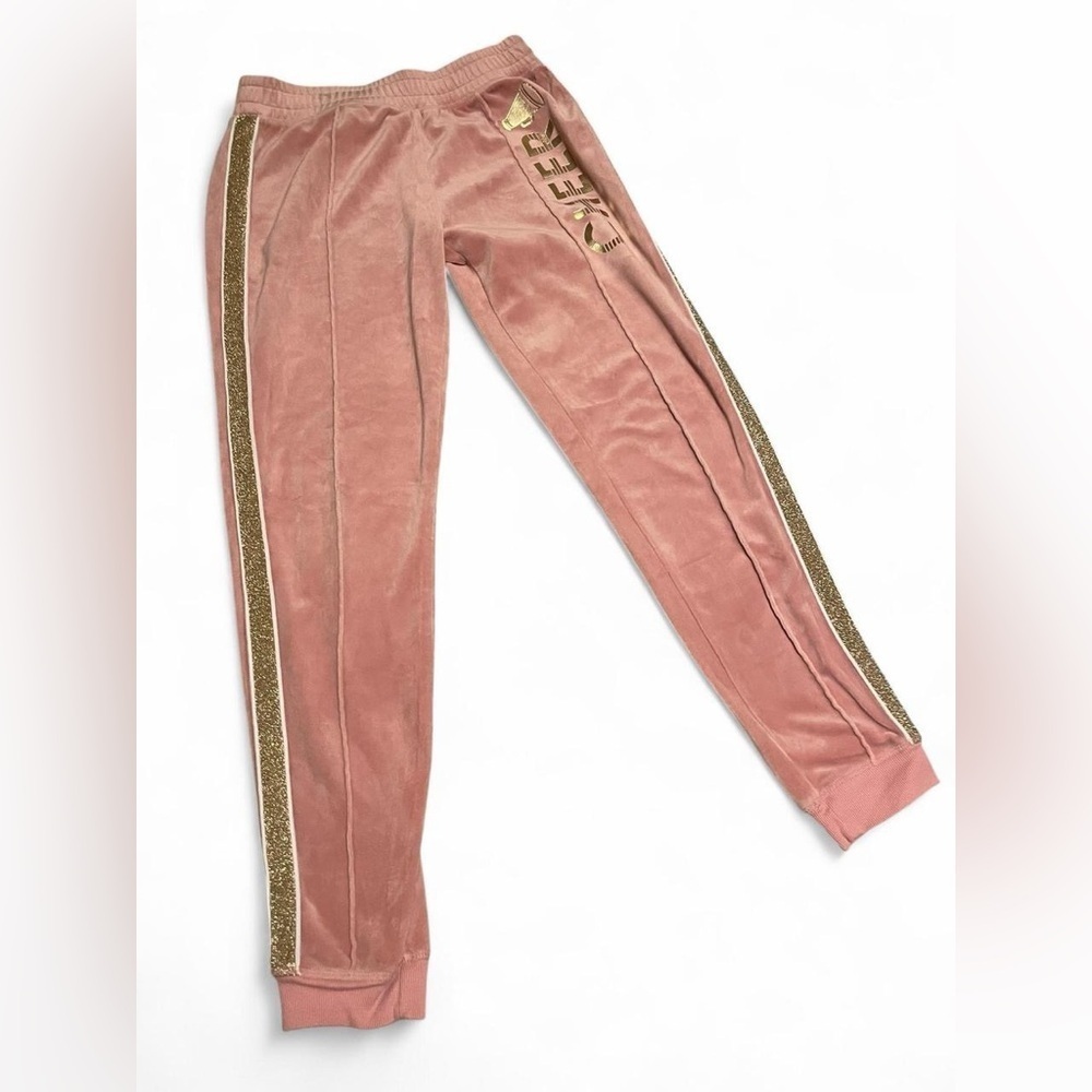 Justice Pink and Gold Glitter Joggers